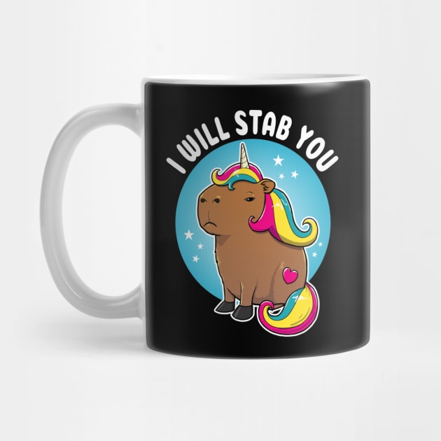 I will stab you Cartoon Capybara Unicorn by capydays